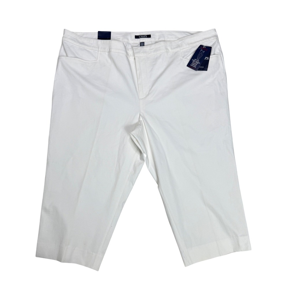 Chaps Women 24W White Capri Pants Mid Rise Slimming Stretch Classic Fit NWT
